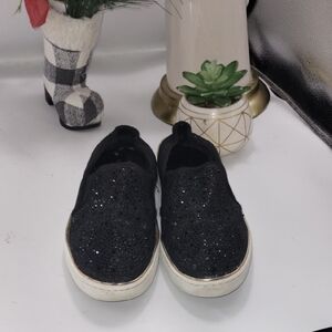 Glittery Black Women's Slip-On Sneakers